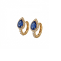 Life Stone natural blue sapphire earring in 925 sterling silver with gold rhodium plating and diamond accents