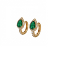 Life Stone natural emerald earring in 925 sterling silver with gold rhodium plating and diamond accents