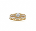 Life Stone natural diamond ring in 925 sterling silver with gold rhodium plating and diamond accents