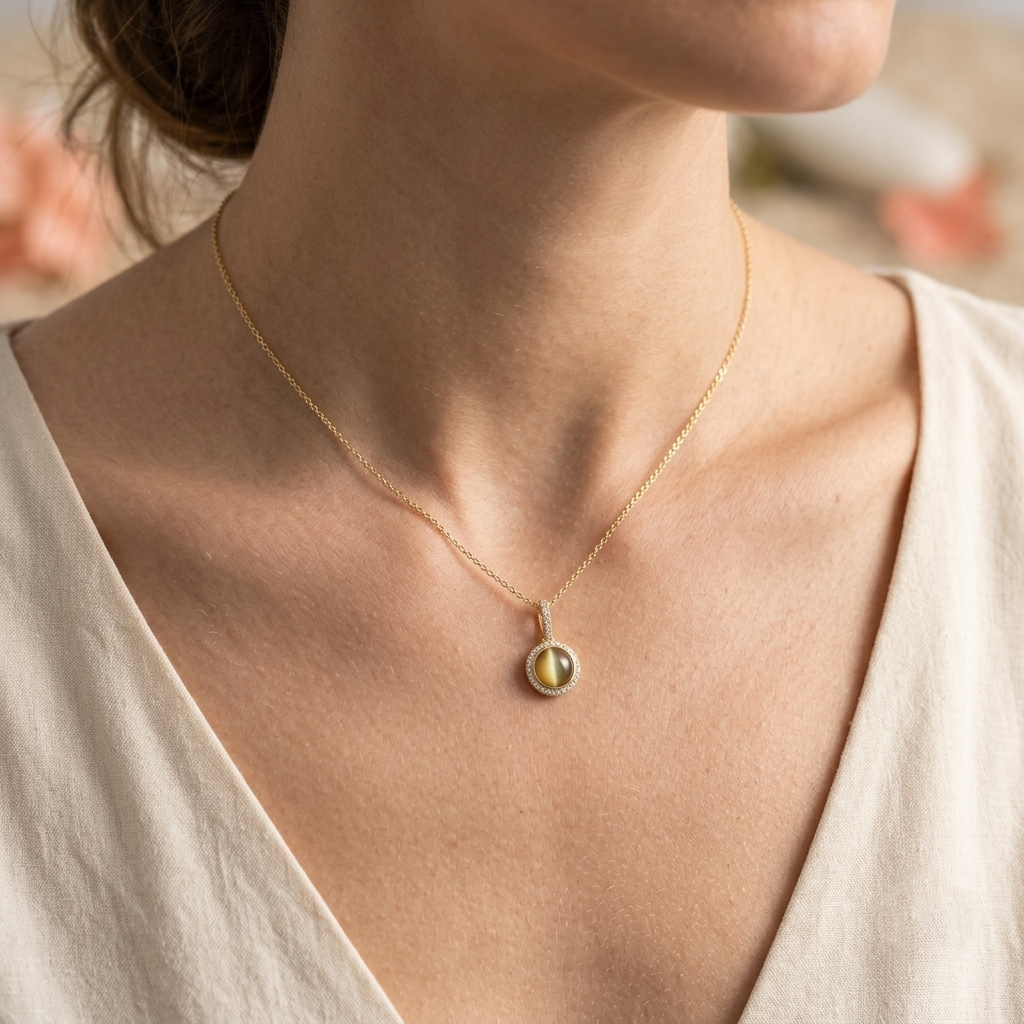 life stone natural cat's eye gemstone pendant