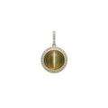  Life Stone natural   cat's eye pendant in 925 sterling silver with gold rhodium plating and diamond accents