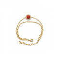 Life Stone natural coral bracelet in 925 sterling silver with gold rhodium plating and diamond accents