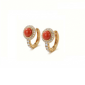 Life Stone natural coral earring in 925 sterling silver with gold rhodium plating and diamond accents