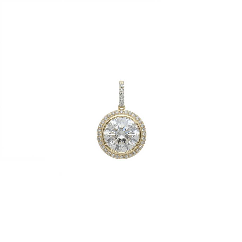  Life Stone natural diamond pendant in 925 sterling silver with gold rhodium plating and diamond accents