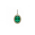 Life Stone natural emerald pendant in 925 sterling silver with gold rhodium plating and diamond accents