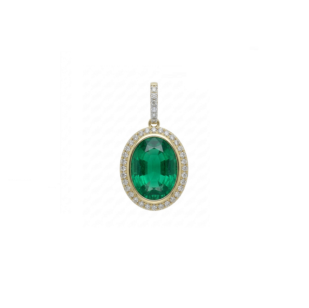 Life Stone natural emerald pendant in 925 sterling silver with gold rhodium plating and diamond accents
