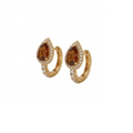 Life Stone natural hessonite earring in 925 sterling silver with gold rhodium plating and diamond accents
