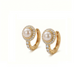  Life Stone natural pearl earring in 925 sterling silver with gold rhodium plating and diamond accents